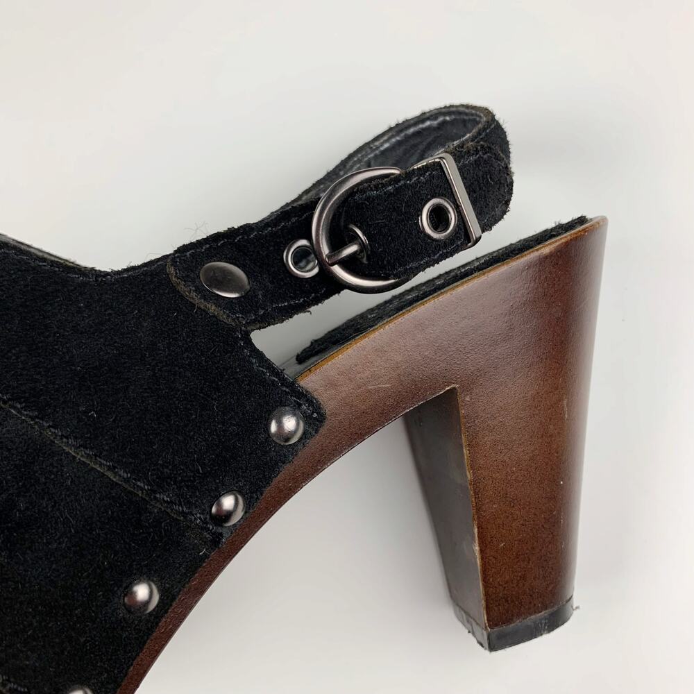 ANA A New Approach Slingback Heels Black Suede Platform Studded Retro Women's 8 - Picture 9 of 13